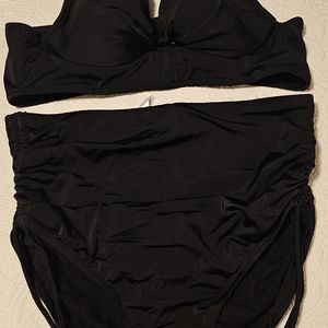 Lane Bryant Cacique Black Bathing Suit 2 Piece Size 12, 38C